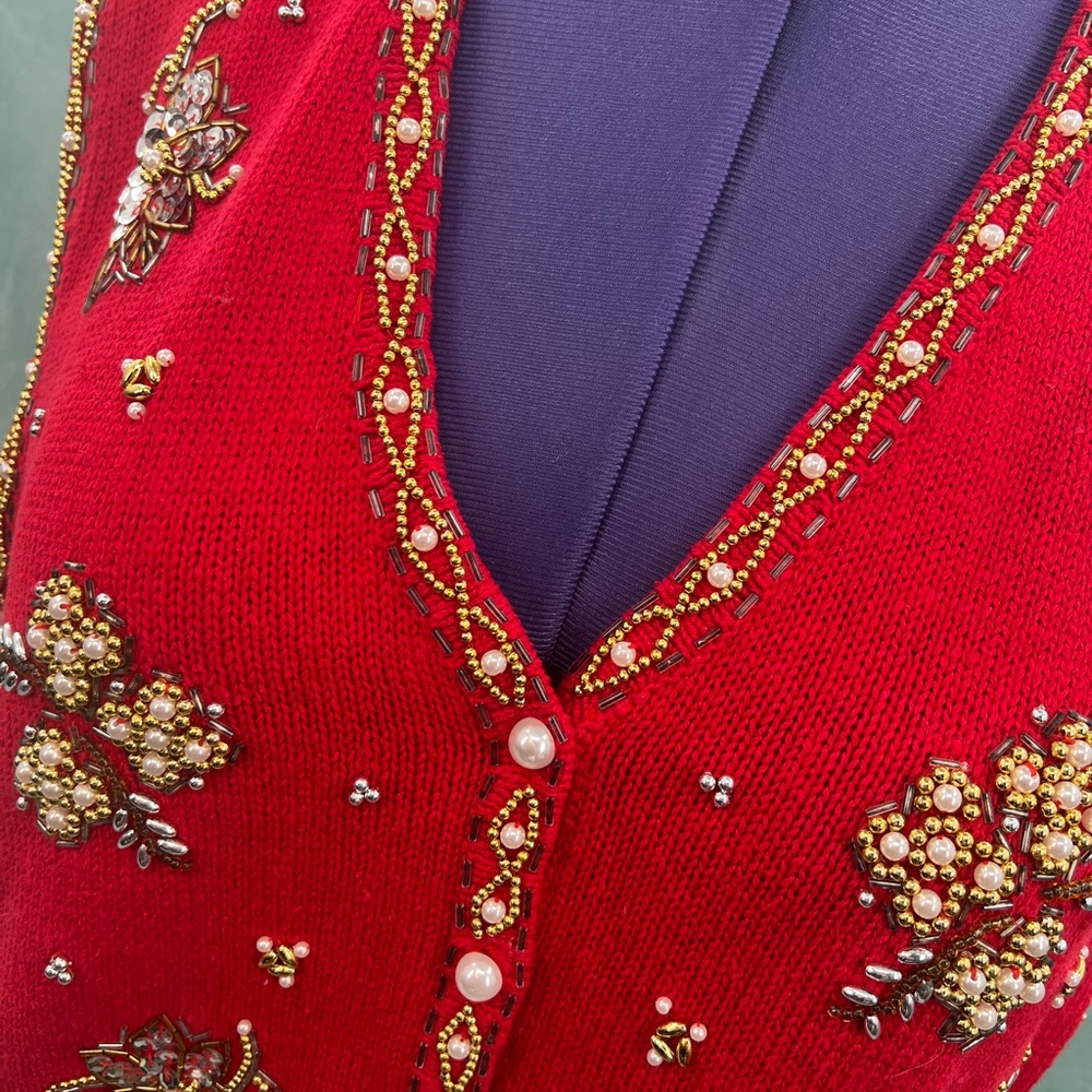Vintage Claudia D. Beaded Sweater Vest XL